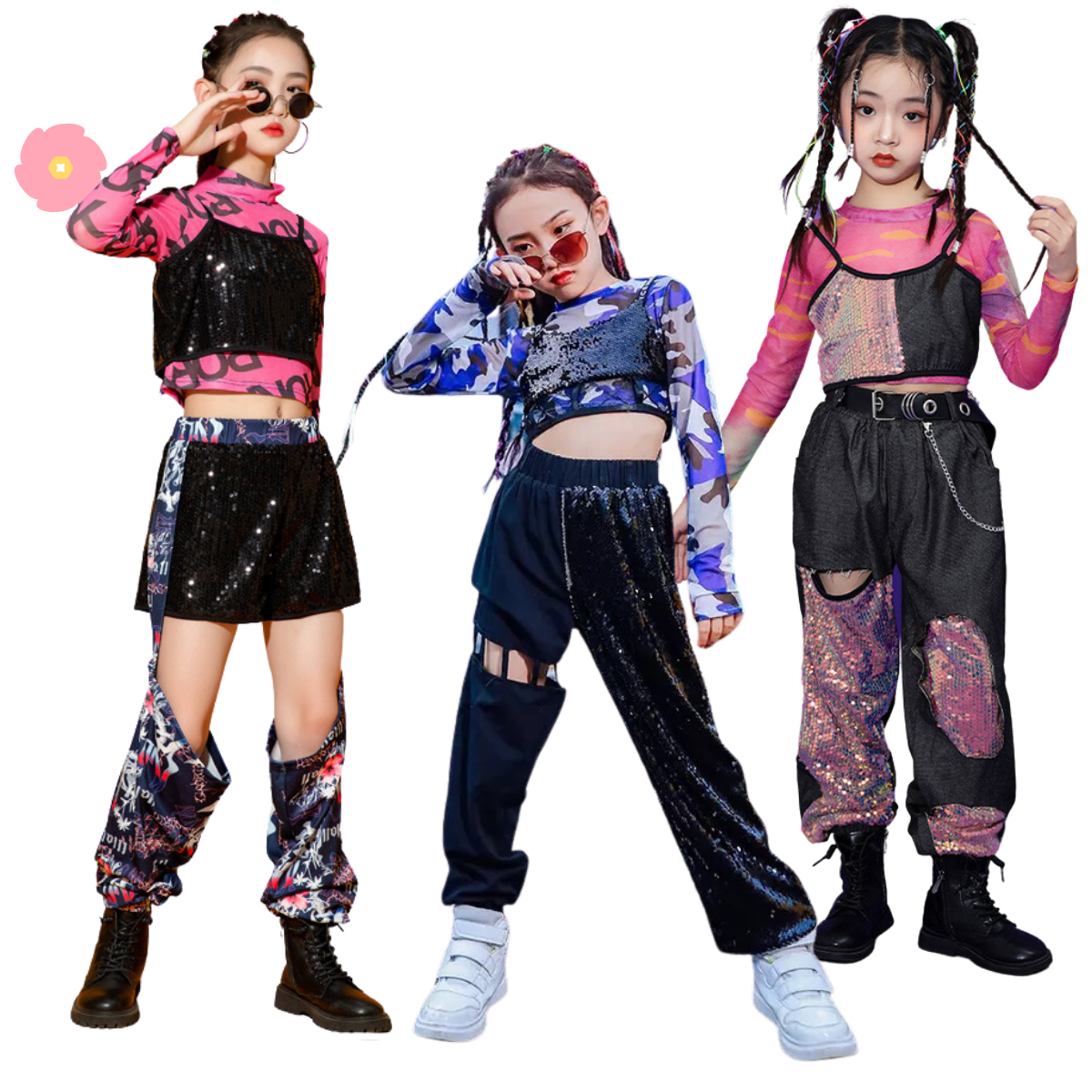 ชุดเต้น ชุดฮิปฮอป เสื้อแขนยาว + กางเกงขายาว สไตล์แบลคพิ้ง