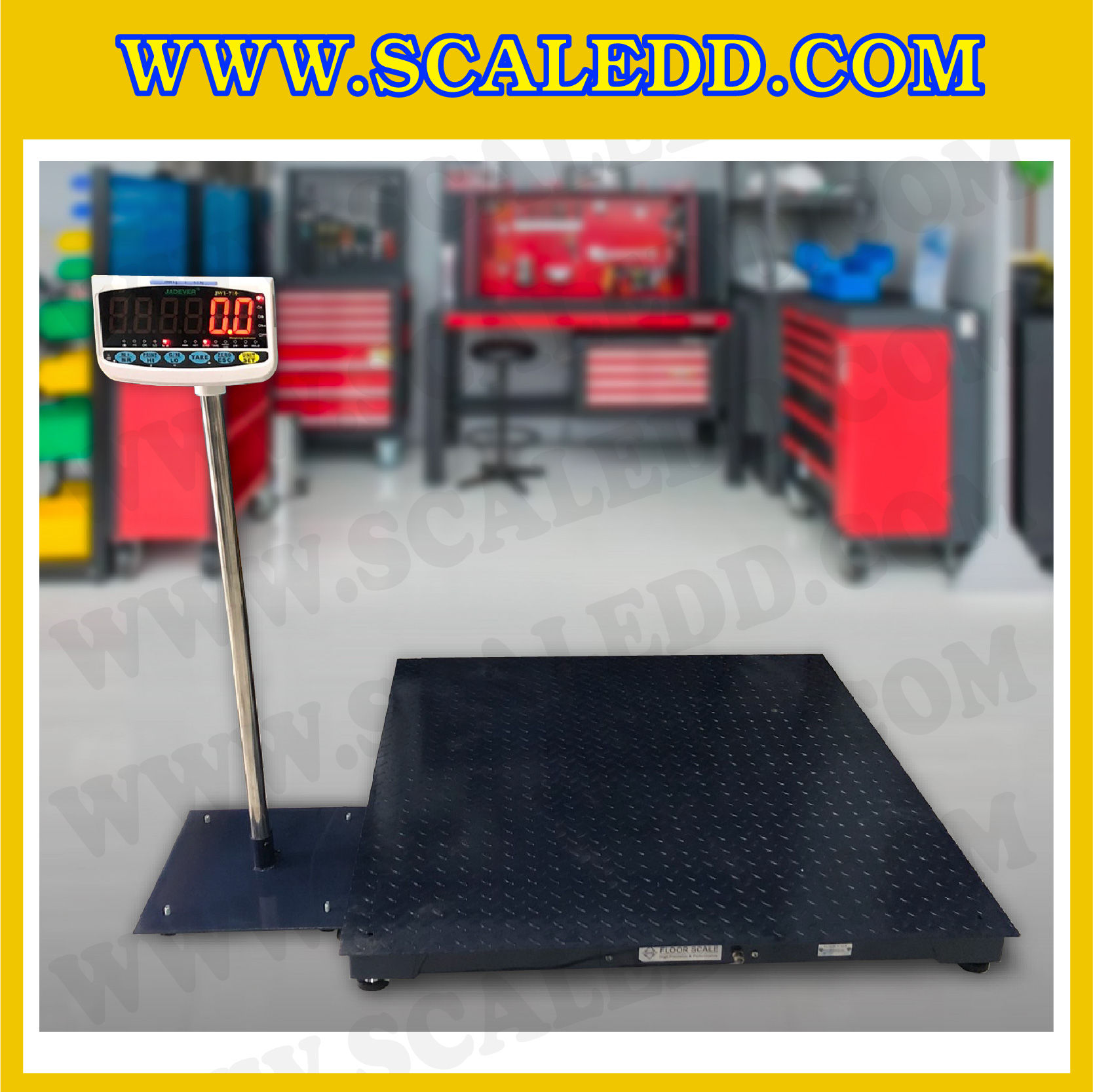 เครื่องชั่งดิจิตอล1000kg เครื่องชั่งดิจิตอล1ตัน พิกัดน้ำหนัก 1000kg ค่าละเอียด 100g ขนาดแท่น 120x120cm. ยี่ห้อ JADEVER รุ่น JWI-710