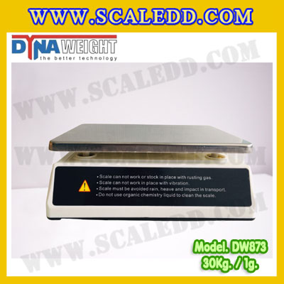 เครื่องชั่งดิจิตอล พิกัดน้ำหนัก 30kg ค่าละเอียด 1g ยี่ห้อ Dynaweight รุ่น DW873