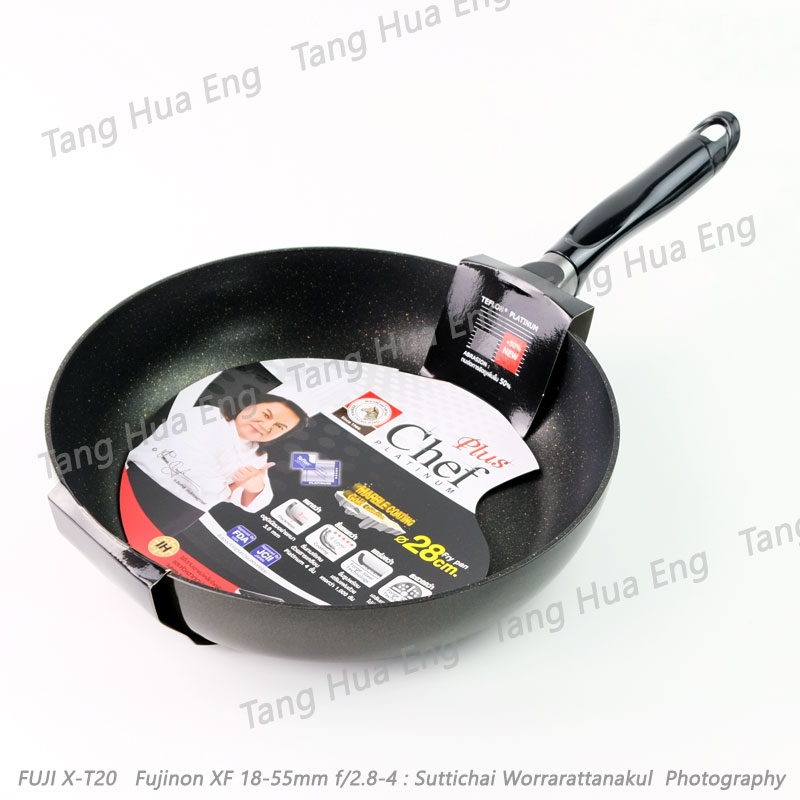 ZEBRA กระทะนอนสติ๊กเคลือบเทฟล่อนลายหินอ่อน Chef Plus IH 28 ซม. ( Marble ) ตราหัวม้าลาย