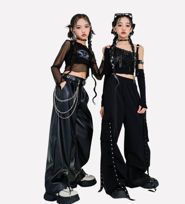 พร้อมส่ง ชุดเต้น ชุดแดนซ์ เสื้อแขนยาวปาดไหล่ กางเกงขายาว