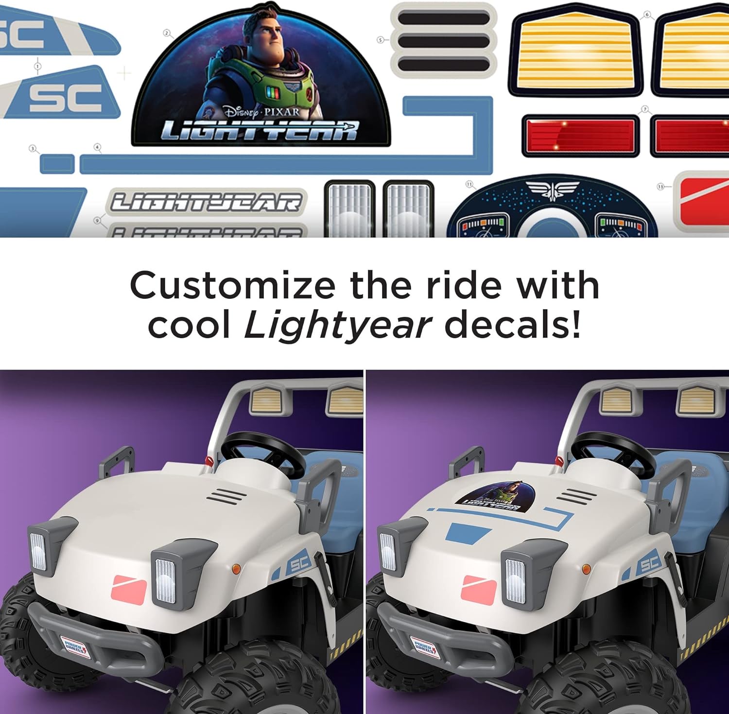 รถแบตเตอรี่ 12V Power Wheels Battery-Powered Ride-On Disney and Pixar Lightyear Star Command Base Transport Vehicle