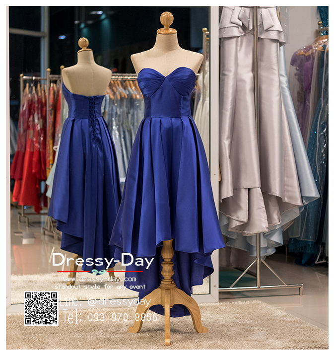 รหัส ชุดราตรีหน้าสั้นหลังยาว :PF137 ชุดแซก ชุดราตรีน้ำเงิน หน้าสั้นหลังยาว ชุดพรีเวดดิ้งใส่ถ่ายพรีเวดดิ้งแนวเจ้าหญิง ริมทะเล หรือในสวน หรือใส่งานวันจริง ที่สวยที่สุดในโลกไปงานแต่งงาน
