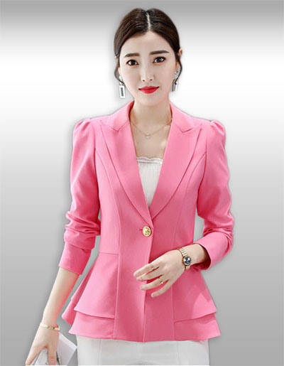 เสื้อสูทผู้หญิงสีชมพูเอวระบายสวยหวาน มี 5 ไซส รหัส1724