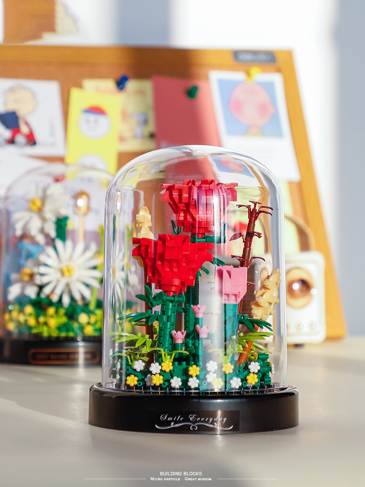 เลโก้นาโน Red Rose and Display Box(ต้นกุหลาบแดงพร้อมโคมครอบ) Size Jumbo