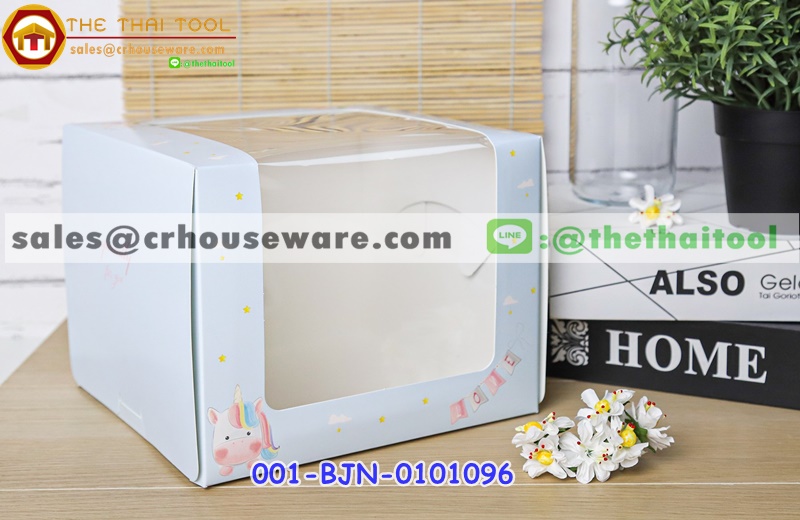 กล่องเค้ก 1 ปอนด์ ลาย ยูนิคอร์นบลู หน้าต่างวีเชฟ รหัสสินค้า 001-BJN-0101096