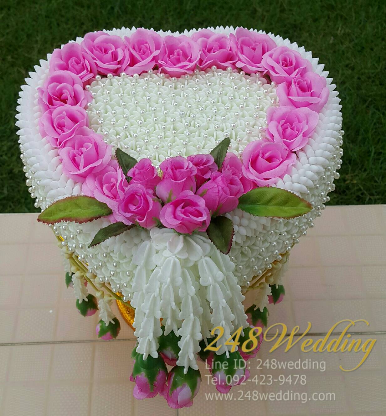 (แบบซื้อ) พานขันหมากเอกประดิษฐ์ (สีชมพู)