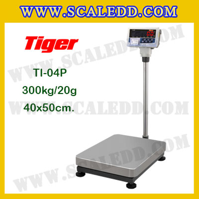 เครื่องชั่งน้ำหนักดิจิตอล พร้อมปริ้นเตอร์ในตัว พิกัด 300kg ค่าละเอียด 20g ยี่ห้อ TIGER รุ่น TI-04P ขนาดแท่น 40x50cm. เครื่องชั่งแบบ Build in Printer