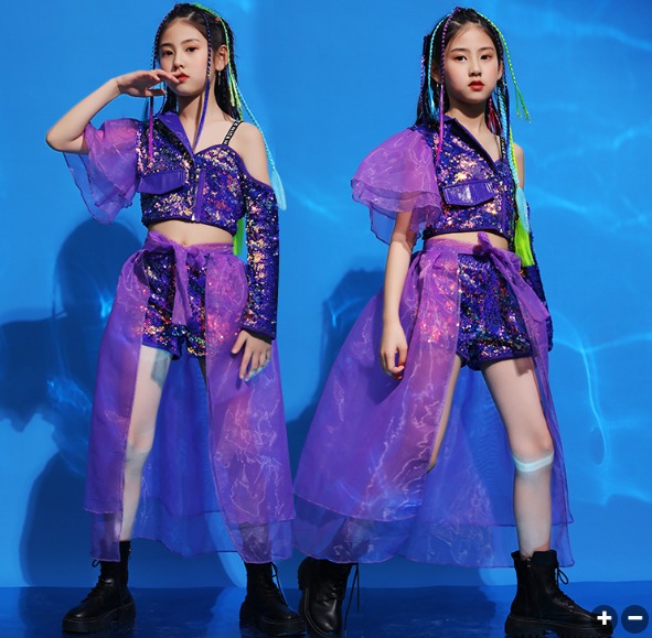 พร้อมส่ง****ชุดเต้น ชุดแดนซ์ ฮิปฮอป เสื้อแขนยาว+กางเกง+ผ้าคลุม