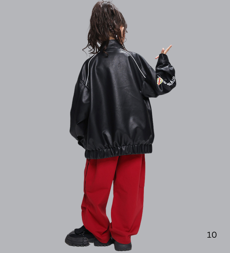 ชุดเต้น เซ็ตเสื้อปาดไหล่ พร้อมปลอกแขน โทนลายสก๊อต ดำแดง