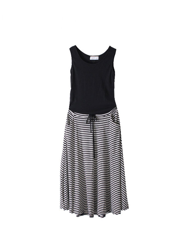 ชุดเดรสแฟชั่นแขนกุด สไตล์เกาหลี รหัส 1067