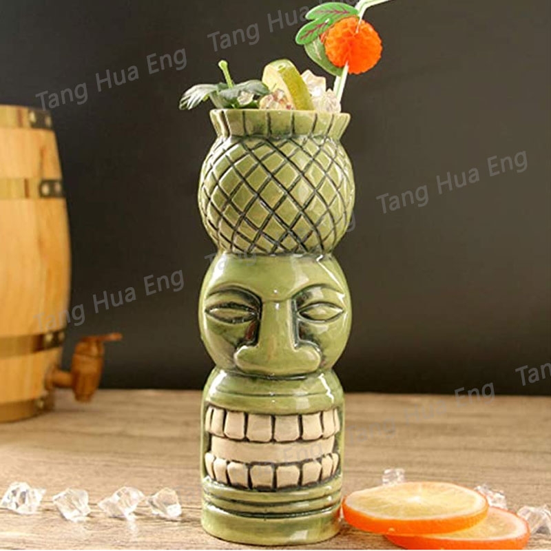 ( 1 ใบ ) แก้วมักเซรามิค Pineapple Head TIKI MUG ขนาด 650 มล. TIKI0044