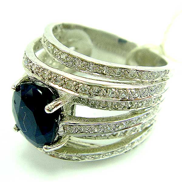 แหวนเงินแท้ราคาถูกชุบทองคำขาว ไพลินแท้ 3.35 กะรัต เพชรCZ 0.882 กะรัต งานประณีตสวยงาม สั่งผลิตค่ะ