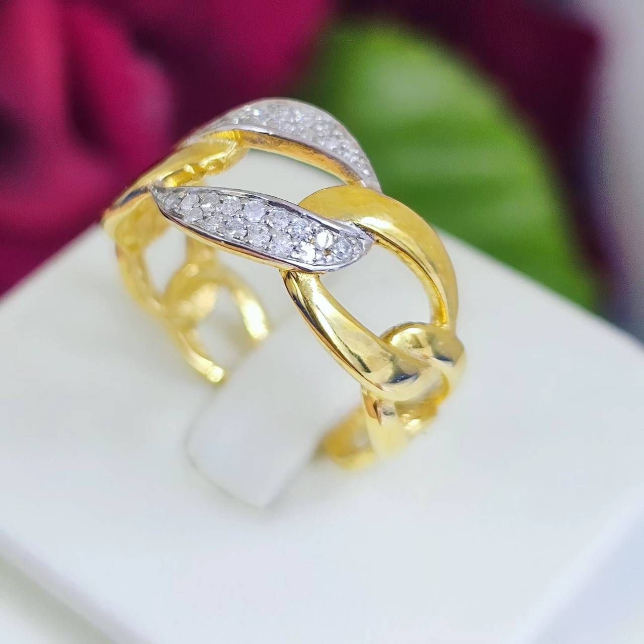 พร้อมส่งและสั่งผลิตแหวนเพชรแท้ลายเลส แหวนแต่งงาน แหวนหมั้น ใส่เที่ยว ออกงาน แหวนทองคำ 9K เพชรกุหลาบแท้ 0.16 กะรัต 30 เม็ด ราคาถูกมาก ส่งฟรี