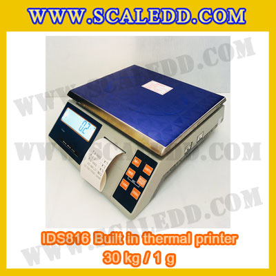 เครื่องชั่งดิจิตอล พิกัดน้ำหนัก 30kg Built-in thermal printer ยี่ห้อ SDS รุ่น IDS816 ค่าละเอียด 1g