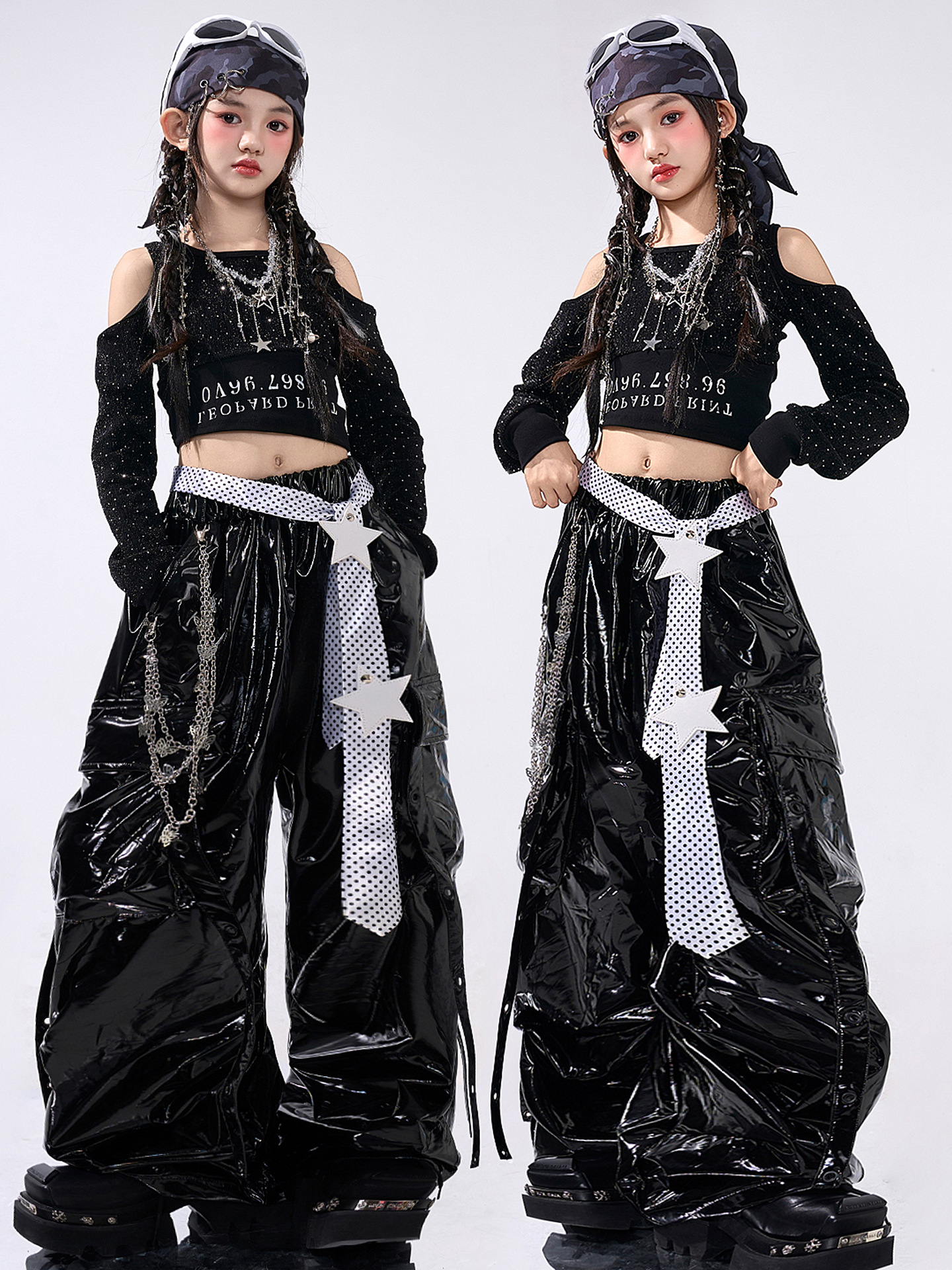 friendly4kid พร้อมส่ง ชุดเต้นเด็กหญิง HipHop Jazz เสื้อแขนยาว