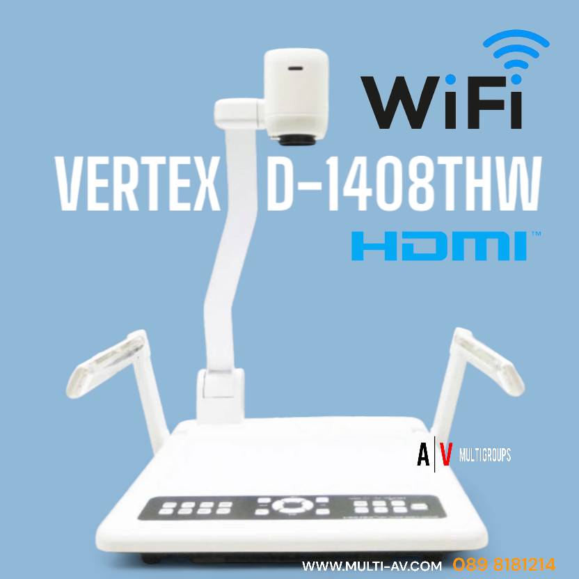 VERTEX D-1408THW WiFi+HDMI ไร้สาย เครื่องฉายภาพ 3 มิติ ระบบCMOS หมุนหัวกล้องได้ 320 องศา ความละเอียด 8.3M Pixel