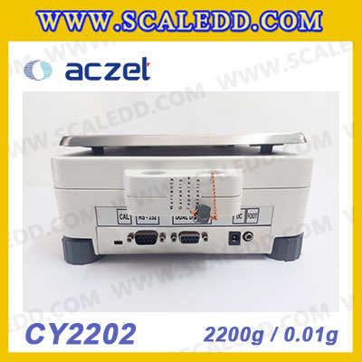 เครื่องชั่ง aczet CY2202 precision balance 2200gx0.01g เครื่องชั่งทศนิยม 2 ตำแหน่ง เครื่องชั่งละเอียดสูง2200g เครื่องชั่งน้ำหนัก2200g พิกัด 2200g ค่าละเอียด 0.01g เครื่องชั่งยี่ห้อ Aczet รุ่น CY2202