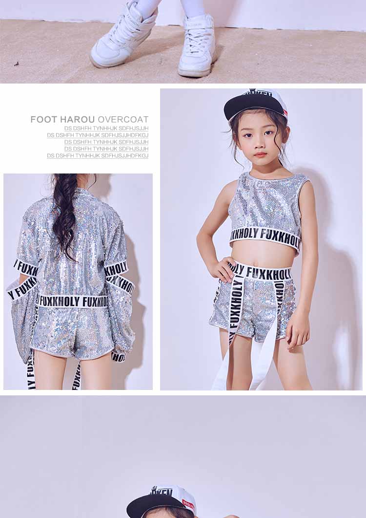 ชุดเต้น ชุดแดนซ์เซอร์ ปักเลื่อม เซ็ต 3 ชิ้น ตัวนอก+ตัวใน+กางเกง