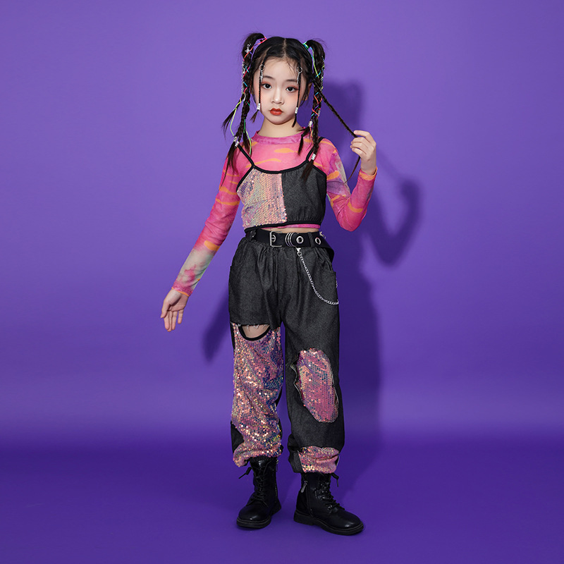 ชุดเต้น ชุดฮิปฮอป เสื้อแขนยาว + กางเกงขายาว สไตล์แบลคพิ้ง