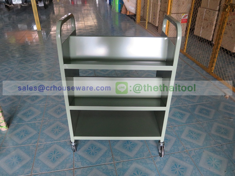 รถเข็นหนังสือ,รถเข็นเก็บหนังสือ 3 ชั้น,อุปกรณ์ในห้องสมุดโรงเรียน,คุรุภัษณ์ในห้องสมุดโรงเรียน