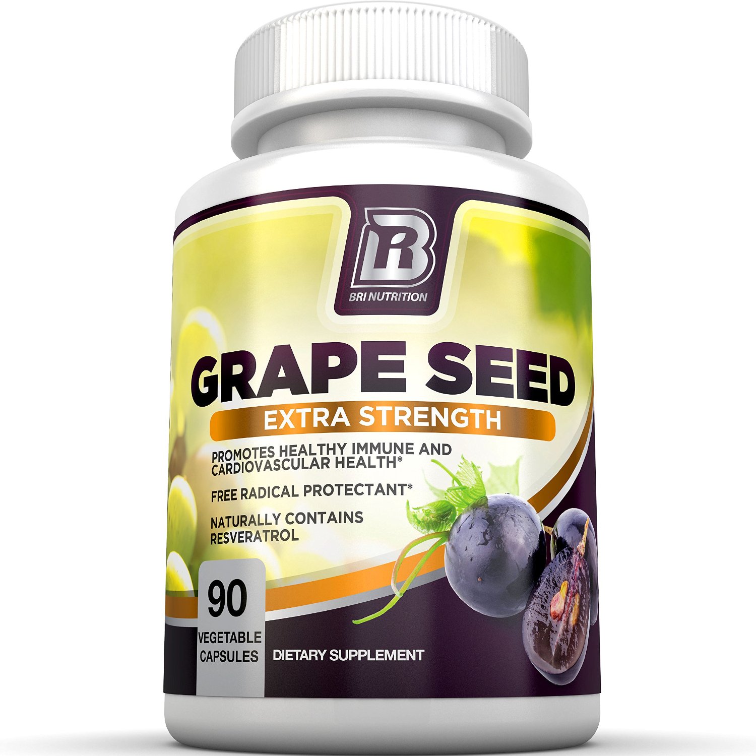 BRI Nutrition Grapeseed Extract(95% Proanthocyanidins 400mg) สารสกัดจากเมล็ดองุ่นเข้มข้น 400 mg/เม็ด เพื่อผิวกระจ่างใส ไร้ริ้วรอย - 90 Veggie Capsules