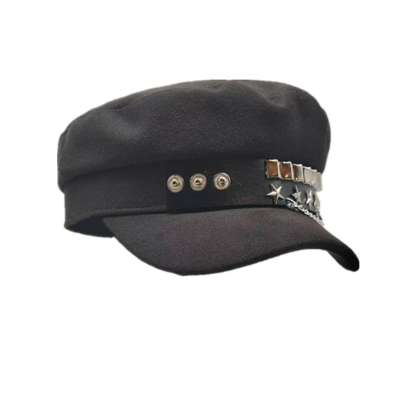 หมวกเบเร่ต์ตกแต่งหัว หนัง แฟชั่นหญิง