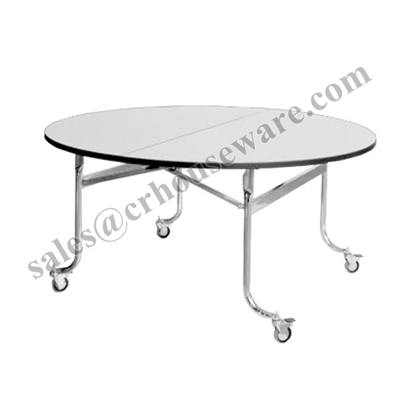โต๊ะพับหน้าโฟไม้ก้าขาว-กลม 180 ซม. 72 " รหัส 015-TFR-72