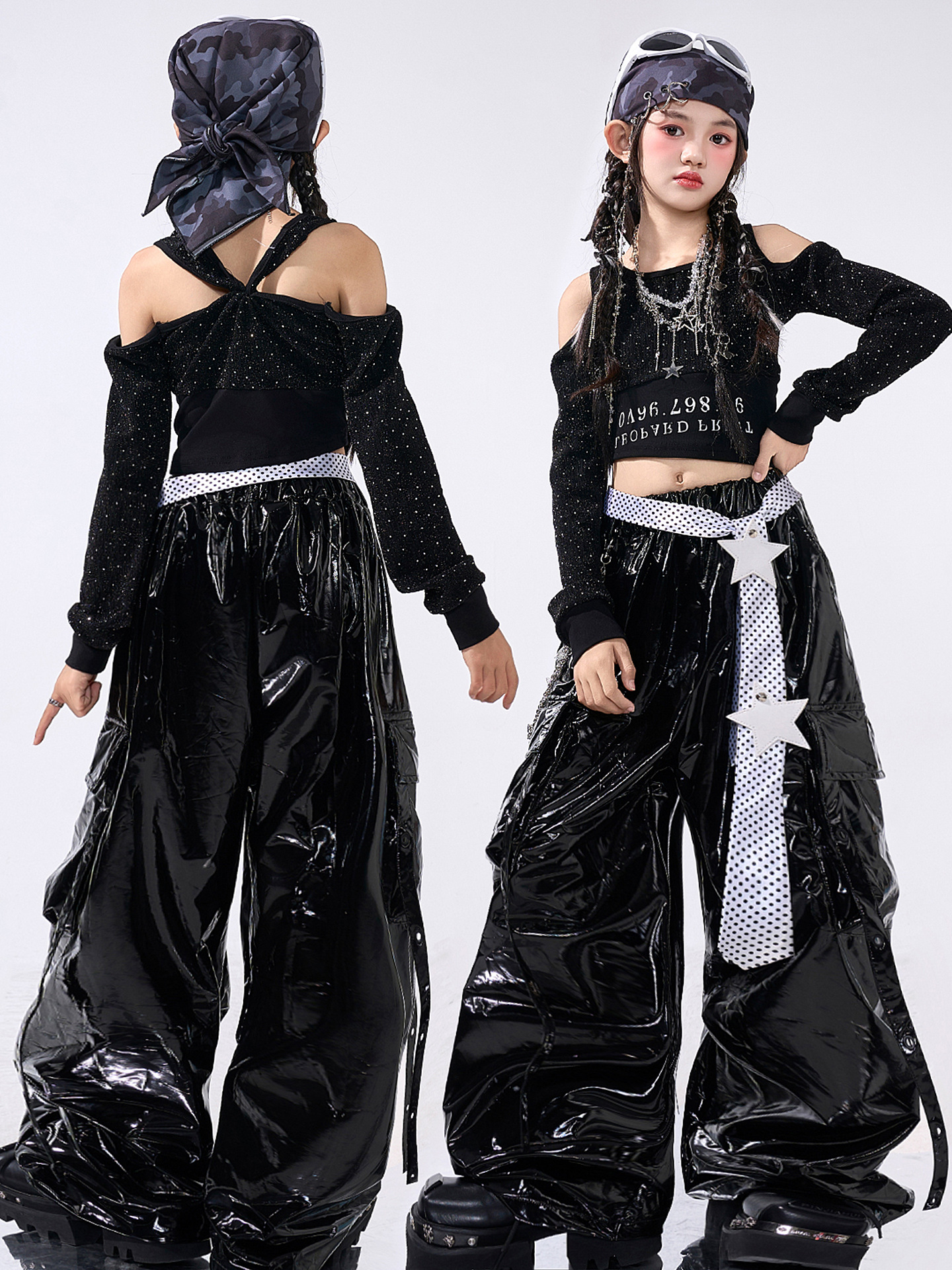 friendly4kid พร้อมส่ง ชุดเต้นเด็กหญิง HipHop Jazz เสื้อแขนยาว