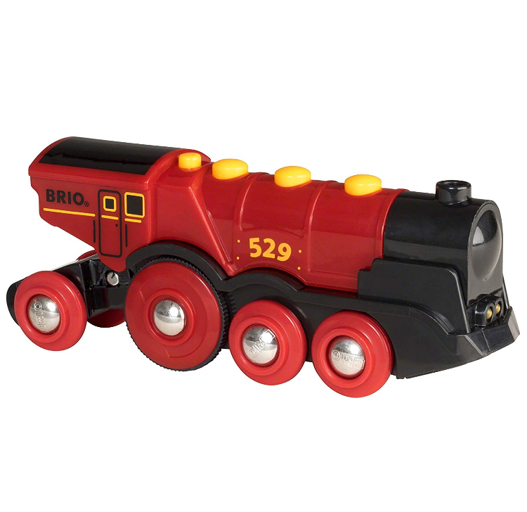 หัวรถไฟวิ่งอัตโนมัติใช้กับรางไม้และต่อกับขบวนรถไฟไม้ Brio World Mighty Red Action Locomotive