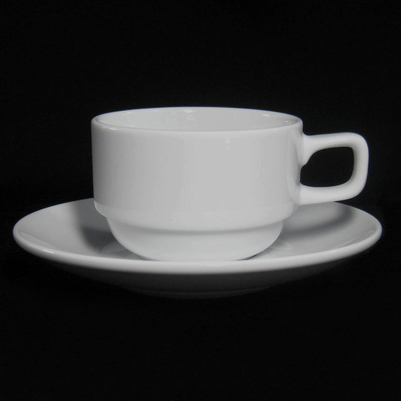 ถ้วยกาแฟทรงซ้อน + จานรอง ความจุ 7 ออนซ์ ( 200 มล. ) # 0231/0213 ยี่ห้อ Royal porcelain ( รอยัล พอร์ซ