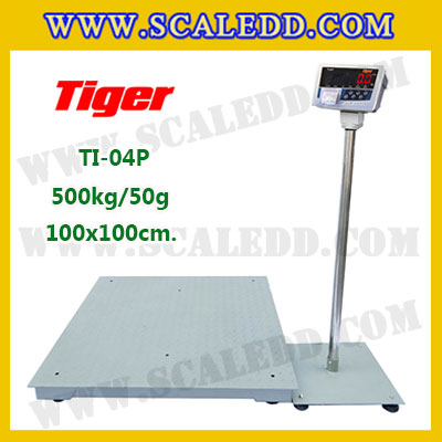 เครื่องชั่งน้ำหนักดิจิตอลพร้อมปริ้นเตอร์ในตัว พิกัด 500kg ค่าละเอียด 50g ยี่ห้อ TIGER รุ่น TI-04P ขนาดแท่น 100x100cm.