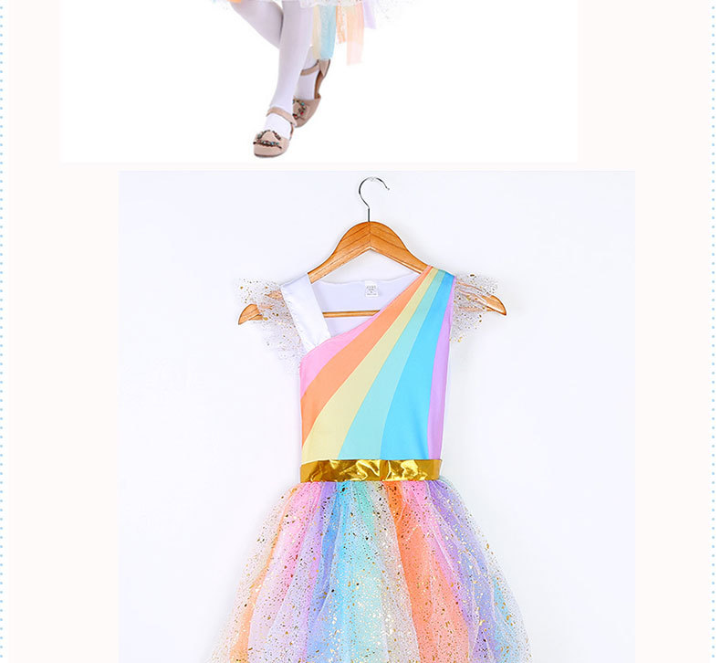 ชุดเดรส ยูนิคอนสีรุ้ง รวมที่คาดผมสีรุ้งและปีก