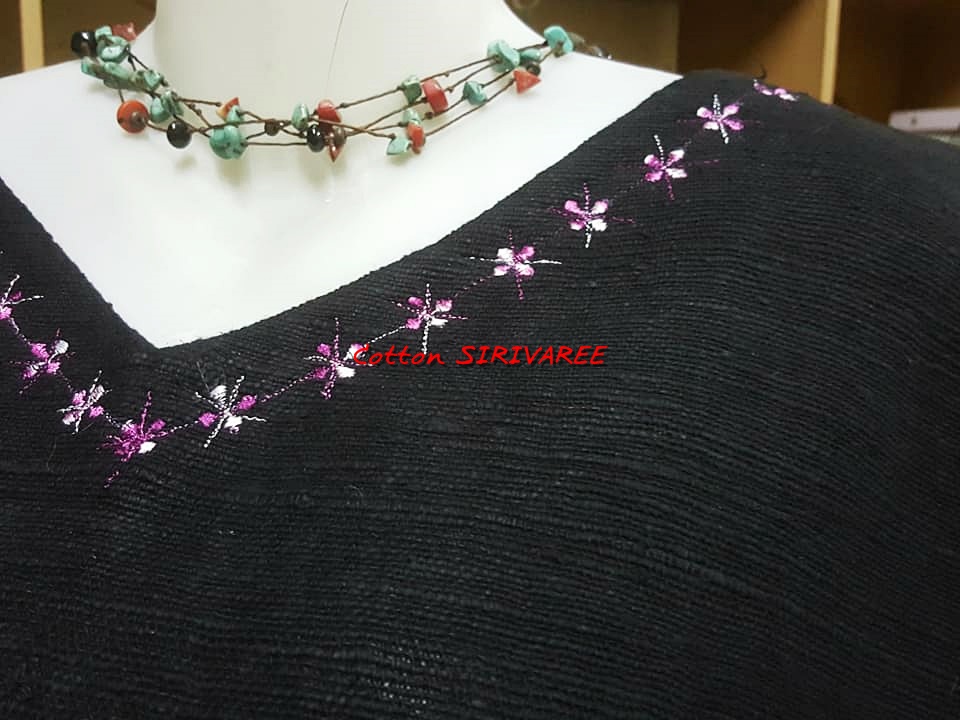 SIRIVAREE,SIVA Thai Cotton 100%, Polo shirt and hand embroidery By Cotton SIRIVAREE Top Thai Brand White, black ,blue ,the sugar L,XL