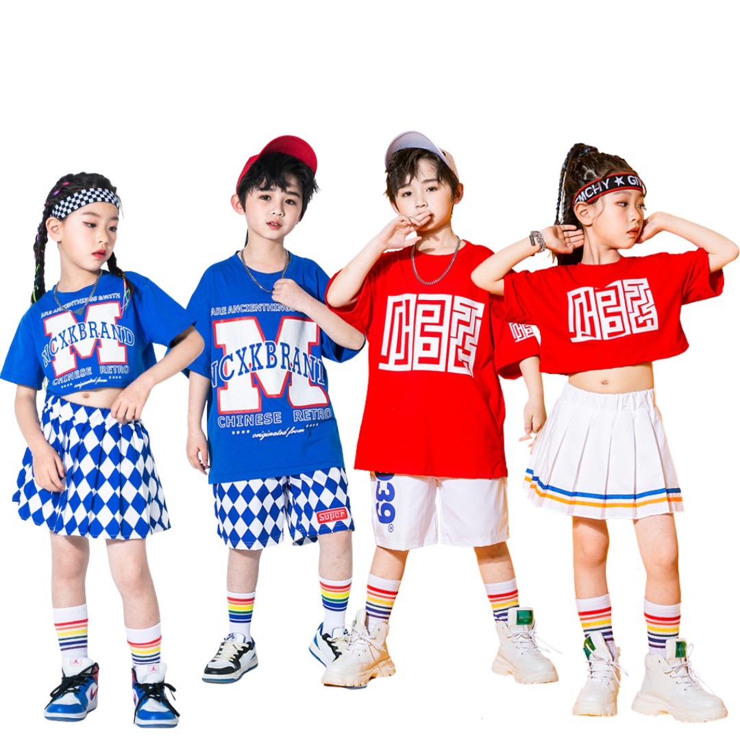 พร้อมส่ง ชุดเต้น ชุดเชียร์ เซ็ทเสื้อแขนสั้น+กระโปรง/กางเกง ลายหมากรุก