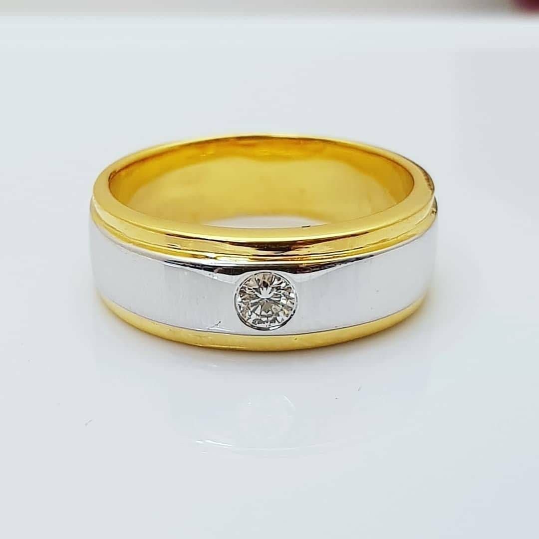 พร้อมส่งและสั่งผลิตแหวนเพชรปลอกมีด แหวนแต่งงาน แหวนหมั้น ใส่เที่ยว ออกงาน แหวนทองคำ 9K เพชรเกสรแท้ 0.10 กะรัต 1 เม็ด ราคาถูกมาก ส่งฟรี