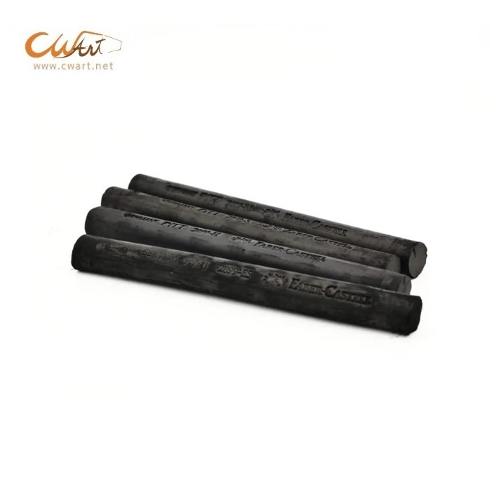 ชาร์โคแท่งกลม Faber-Castell Pitt Charcoal - ดำเข้มสุด Black Extra Soft