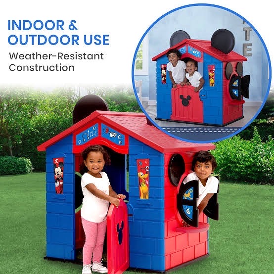 บ้าน Disney Mickey Mouse Plastic Indoor,Outdoor Playhouse with Easy Assembly