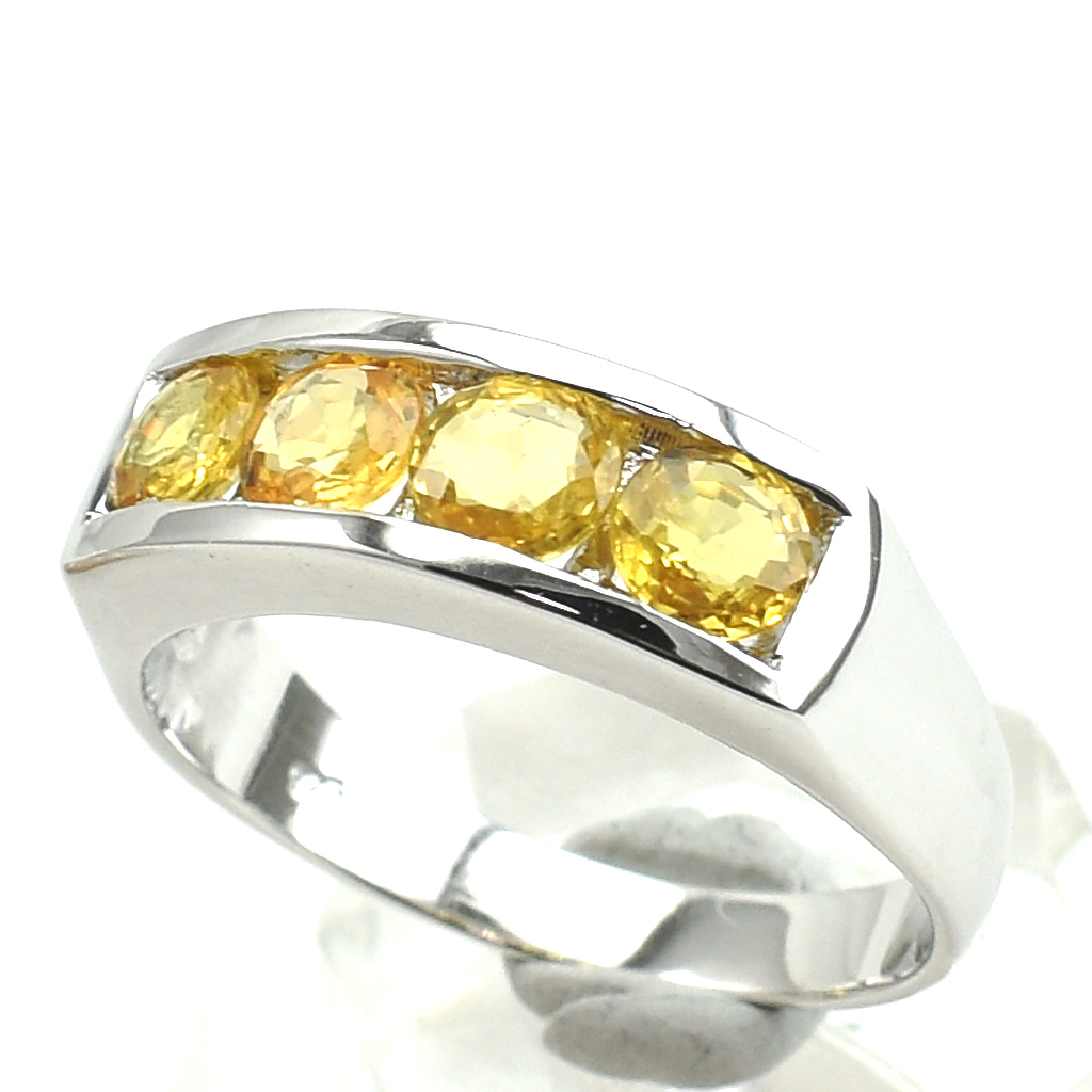 แหวนเงินแท้ราคาถูกชุบทองคำขาว บุษราคัมแท้ 2.40 กะรัต งานประณีตสวยงาม สั่งผลิตค่ะ