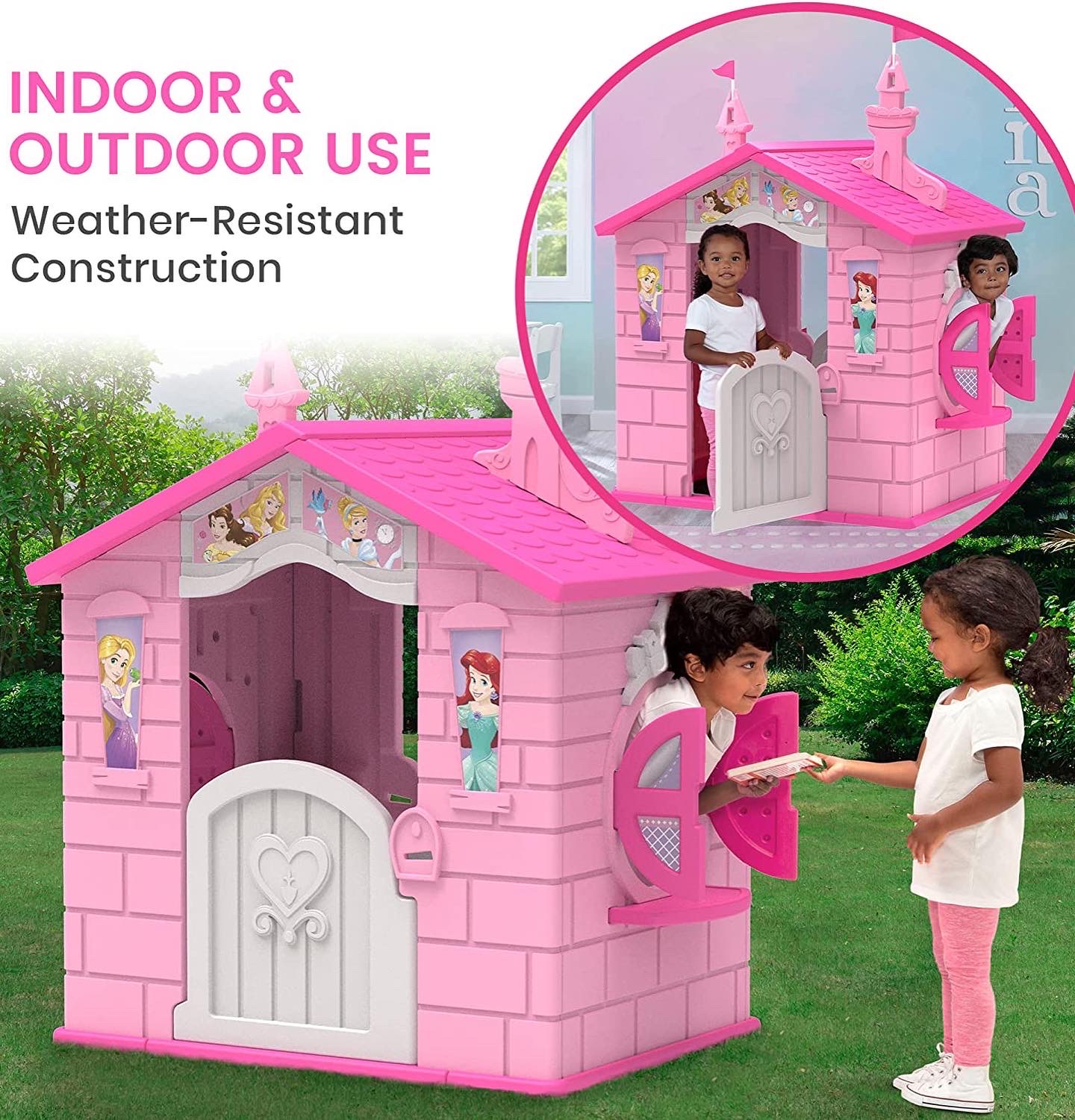 บ้าน Disney Princess Plastic Indoor/Outdoor Playhouse with Easy Assembly by Delta Children