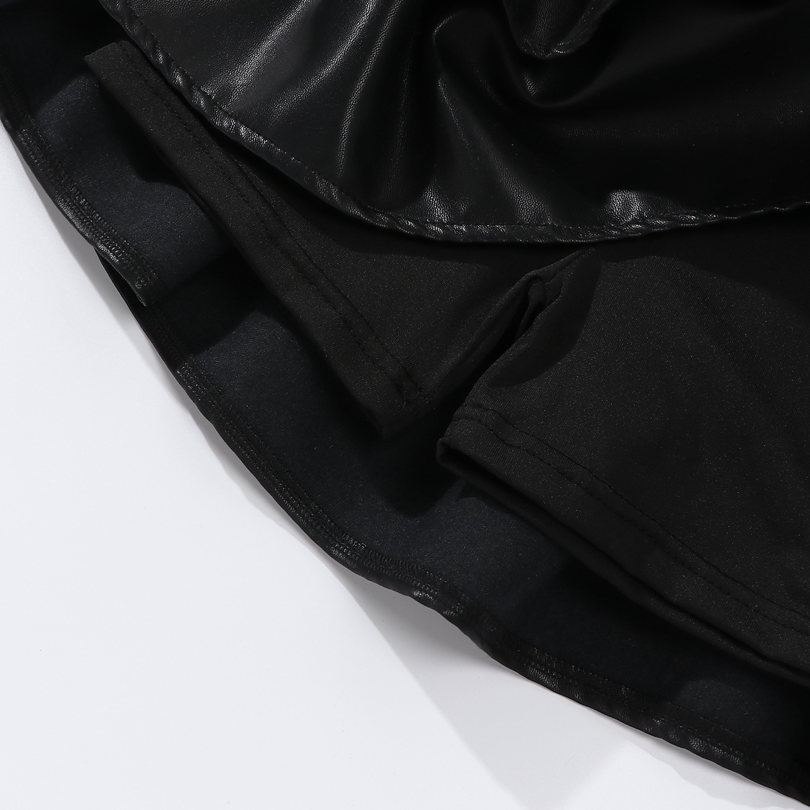 friendly4kid กระโปรงเด็กหญิง กระโปรงหนัง สีดำ อัดพลีทจีบรอบ