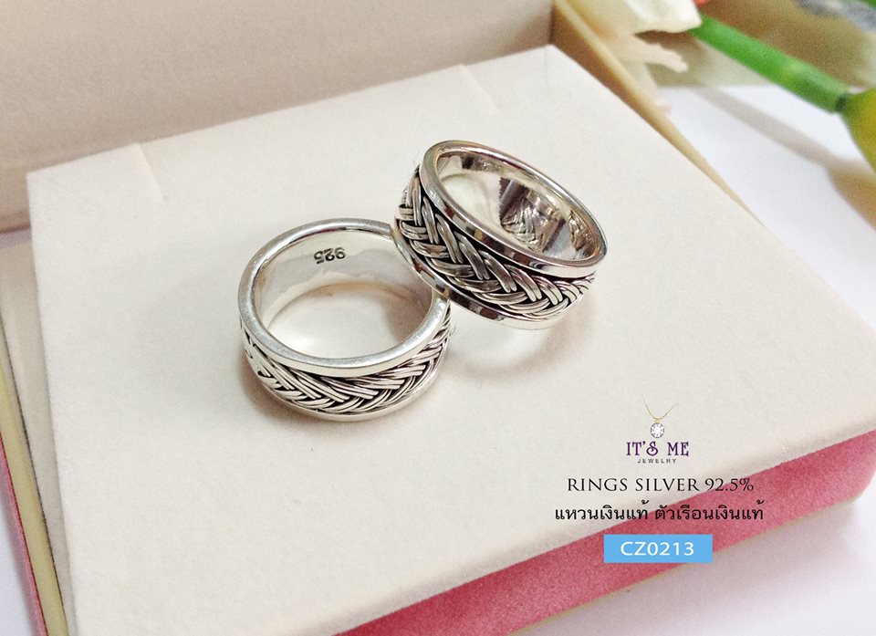 แหวนเงินแท้ แหวนหมุน แบบรมดำ (ตรงกลางหมุนได้จ้า) (ราคาต่อวงค่ะ)