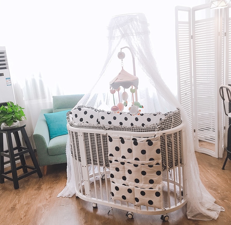 TP21506 เตียงไม้สีขาว Modern Classic OVAL Crib Ivory White (round bed) ดีไซน์สวย WD31