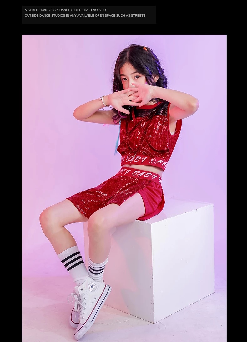 พร้อมส่ง ชุดเต้น เสื้อกล้าม+กางเกงกระโปรง ปักเลื่อม