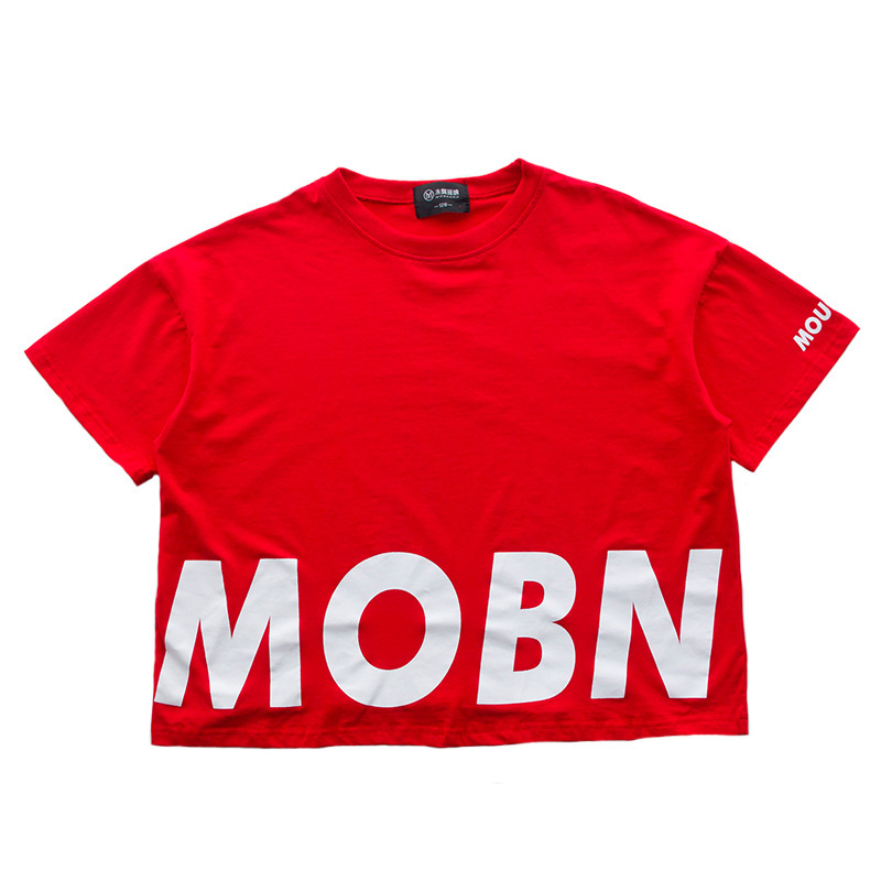 ชุดเต้น ฮิปฮอป สีแดง ลายอักษร XOXO / ชุดผู้หญิง สีขาว-แดง