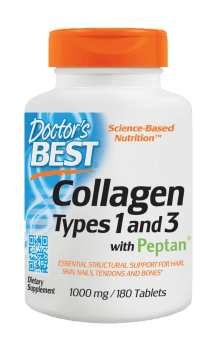 (Pre-order)Doctor's Best,Best Collagen,Types1&3 ,1000 mg 180 Tablets สูตรเพิ่มแคลเซี่ยม-คอลลาเจนแบบเม็ดช่วยบำรุงกระดูก ผิว ผมและเล็บ ทำให้ผิวเรียบเนียน กระชับ ช่วยบำรุงข้อต่อและเนื้อเยื่อต่าง ๆ ในร่างกาย