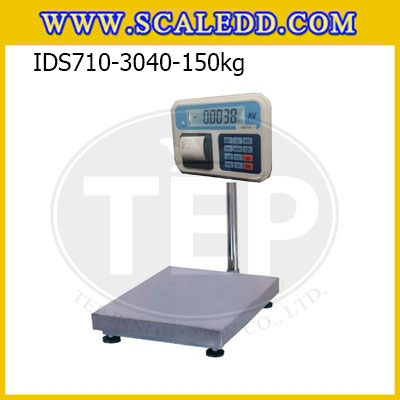 เครื่องชั่งน้ำหนักดิจิตอล พร้อมปริ้นเตอร์ในตัว พิกัด 150kg ค่าละเอียด 10g ยี่ห้อ SDS รุ่น IDS710 ขนาดแท่น 30x40cm.