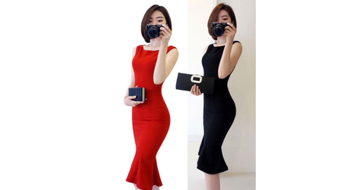 สินค้าพรีออเดอร์ ชุดเดรสแฟชั่นสไตล์เรียบหรู 2สี 3ไซส รหัส PO-Dress-009