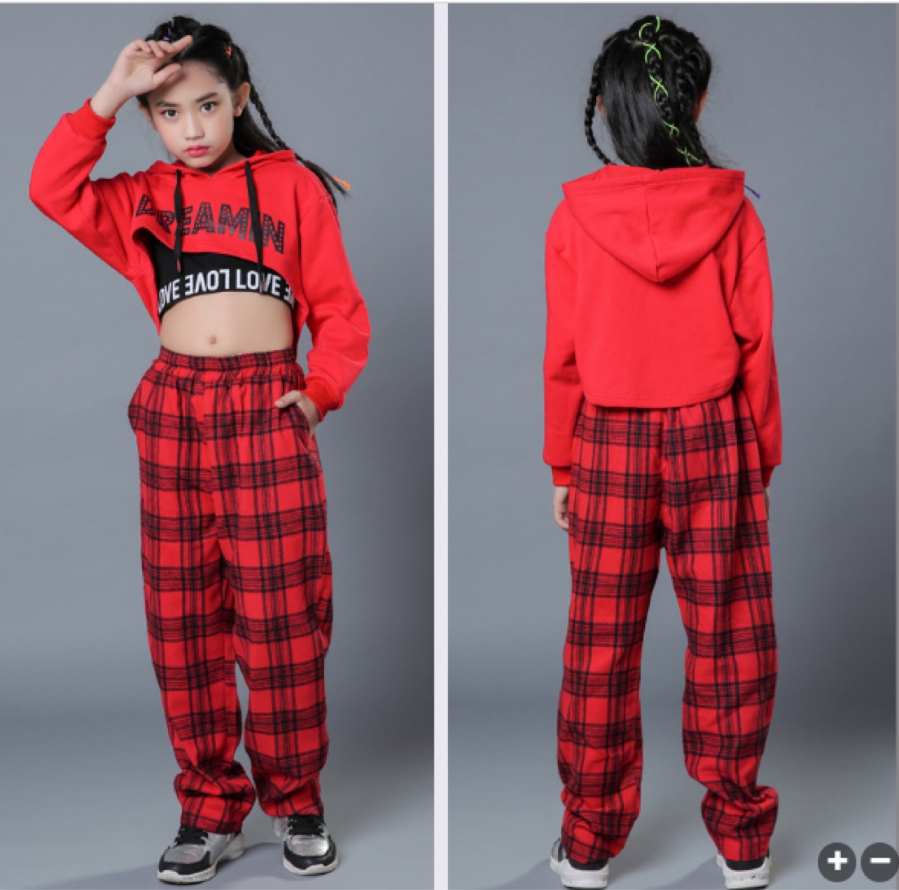 ชุดเต้น ชุดแดนซ์ เซ็ตลายสก๊อต สีเหลือง/สีแดง