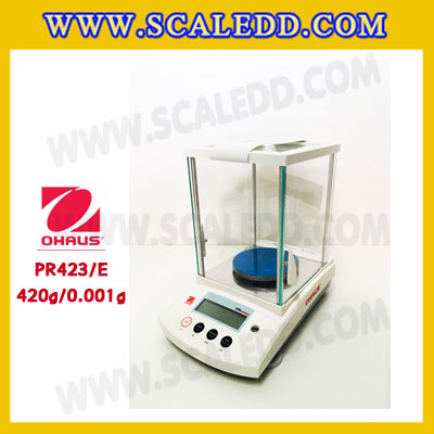 เครื่องชั่งดิจิตอล ทศนิยม3ตำแหน่ง รุ่น PR423/E เครื่องชั่ง420gx0.001g เครื่องชั่งดิจิตอล420g เครื่องชั่งละเอียดสูง420กรัม พิกัดน้ำหนัก 420g ความละเอียด 0.001g ยี่ห้อ OHAUS รุ่น PR423/E